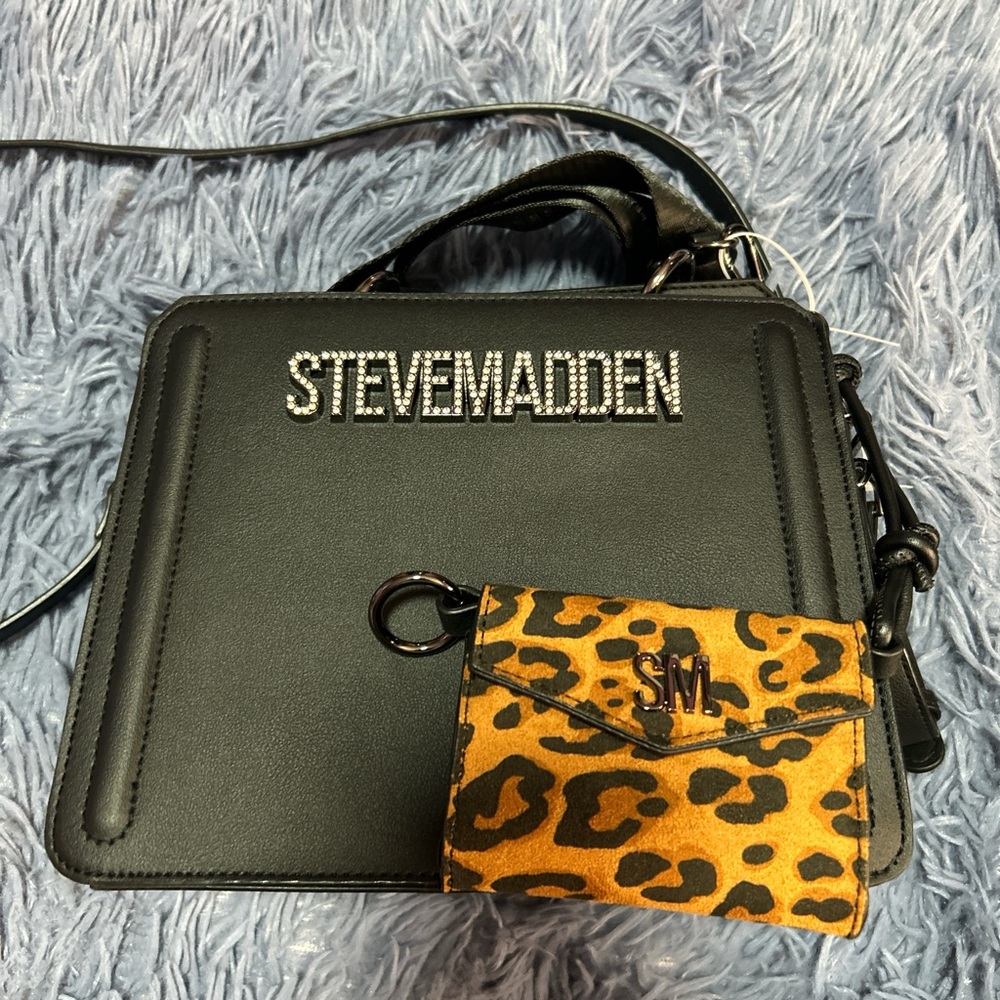 Steve Madden Black and Leopard Print Bag